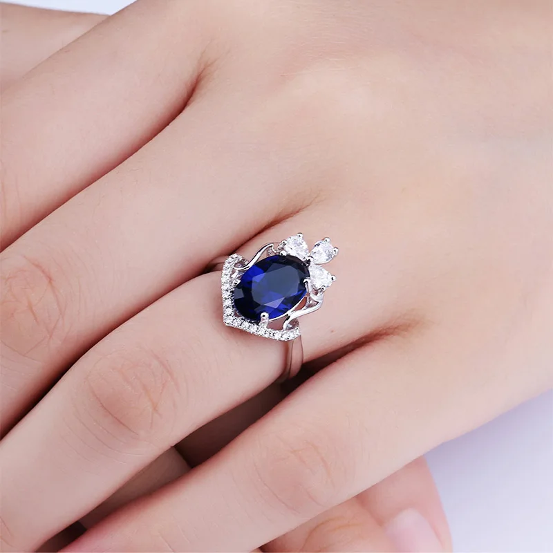 Venidy Кольца с сапфиром Для женщин изделия стерлингового серебра 925 Bijoux Femme