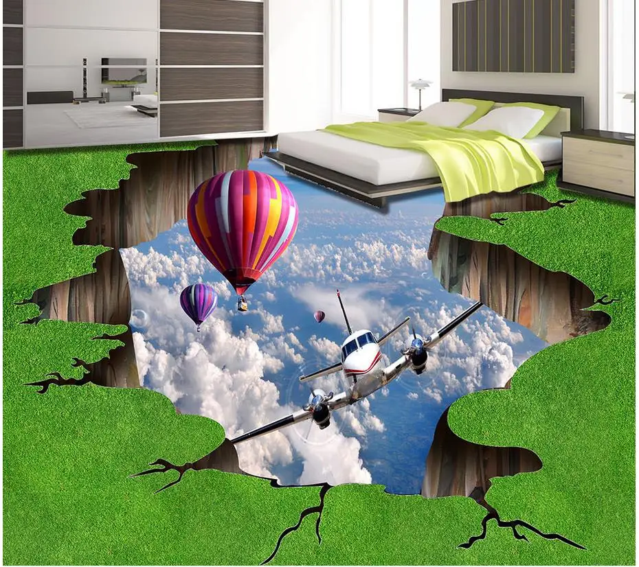 3d обои для пола фотообои стереоскопические летающие 3D из травы