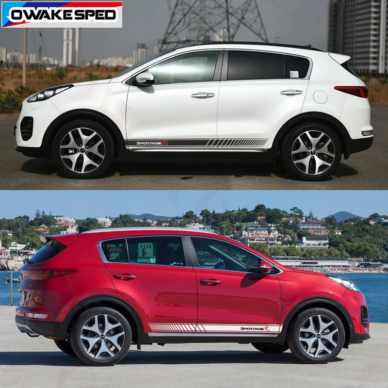 2 шт./лот Sportage автомобильный боковой Стикер для KIA Sportage R Racing Sport Stripes Авто двери виниловые наклейки