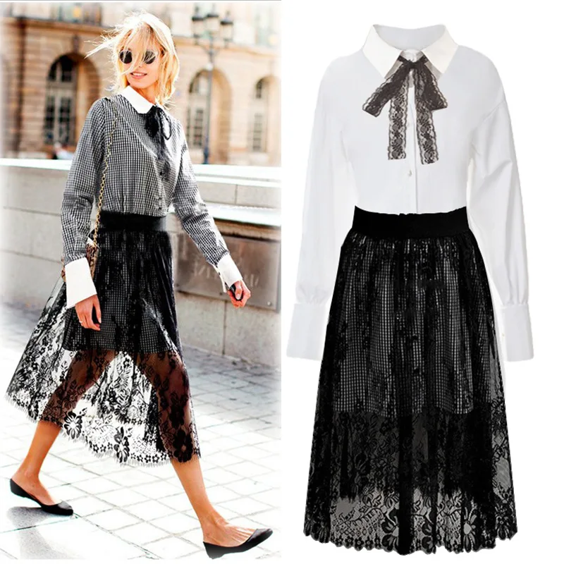 Весна Осень Новые женские милые элегантные два предмета костюм с отложным