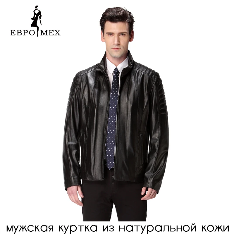 Кожаная куртка мужская моды 2016 года натурального цвета черного цвета из натуральной кожи маркировки мотоцикла высокого качества.