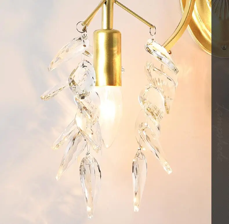 Французский светодиодный Золотой Хрустальный Настенный бра освещение для