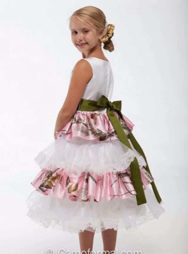 С О-образным вырезом Формальные Розовый камуфляж с цветочным узором платья для