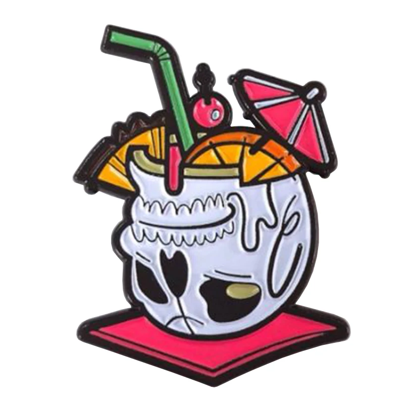 Tiki стеклянная эмалированная булавка тропический напиток брошь Заколдованная Tiki комната бар Коктейльные булавки летнее время ювелирные изделия Гавайи серфинга подарок