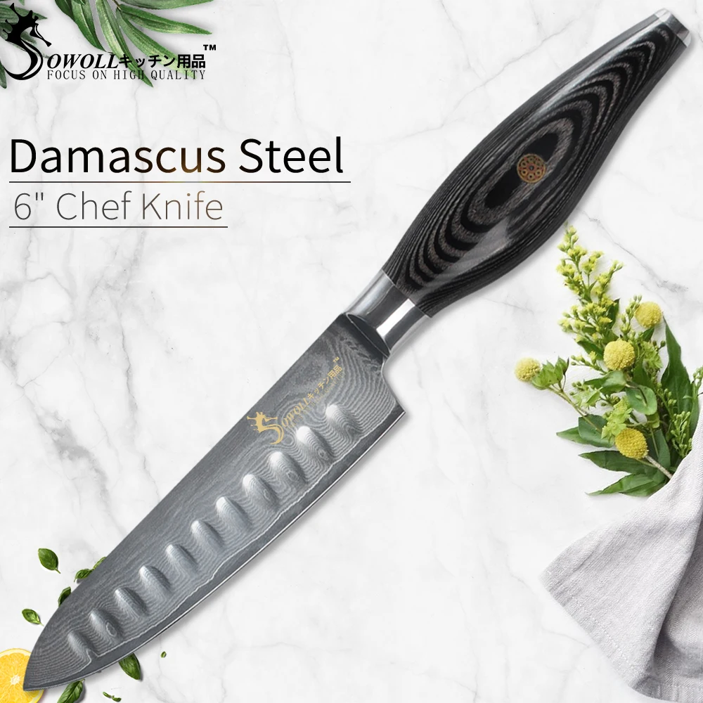 Sowoll Japanese 67 Layers Damascus Steel Kitchen Knife Paring Utility Slicing Chef Meat Cleaver Black Color Wood Handle | Дом и сад