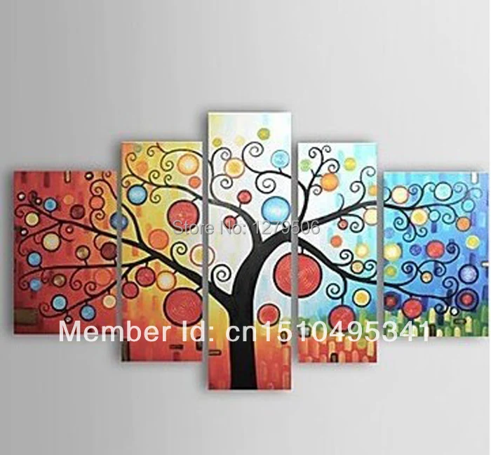 

100% Hand Painted Waving White Light Flowers Abstract Landscape Wall Decor Oil Painting On Canvas 5Pcs/set Decoration Art