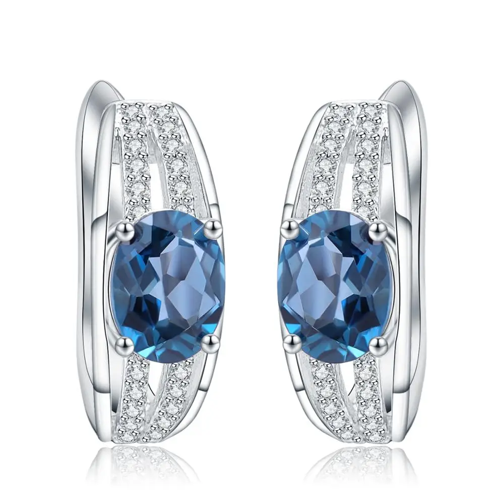 Gem's Ballet 1.57Ct Овальный натуральный Лондон Голубой топаз драгоценный камень свадебные серьги-гвоздики 925 пробы серебряные ювелирные изделия для женщин