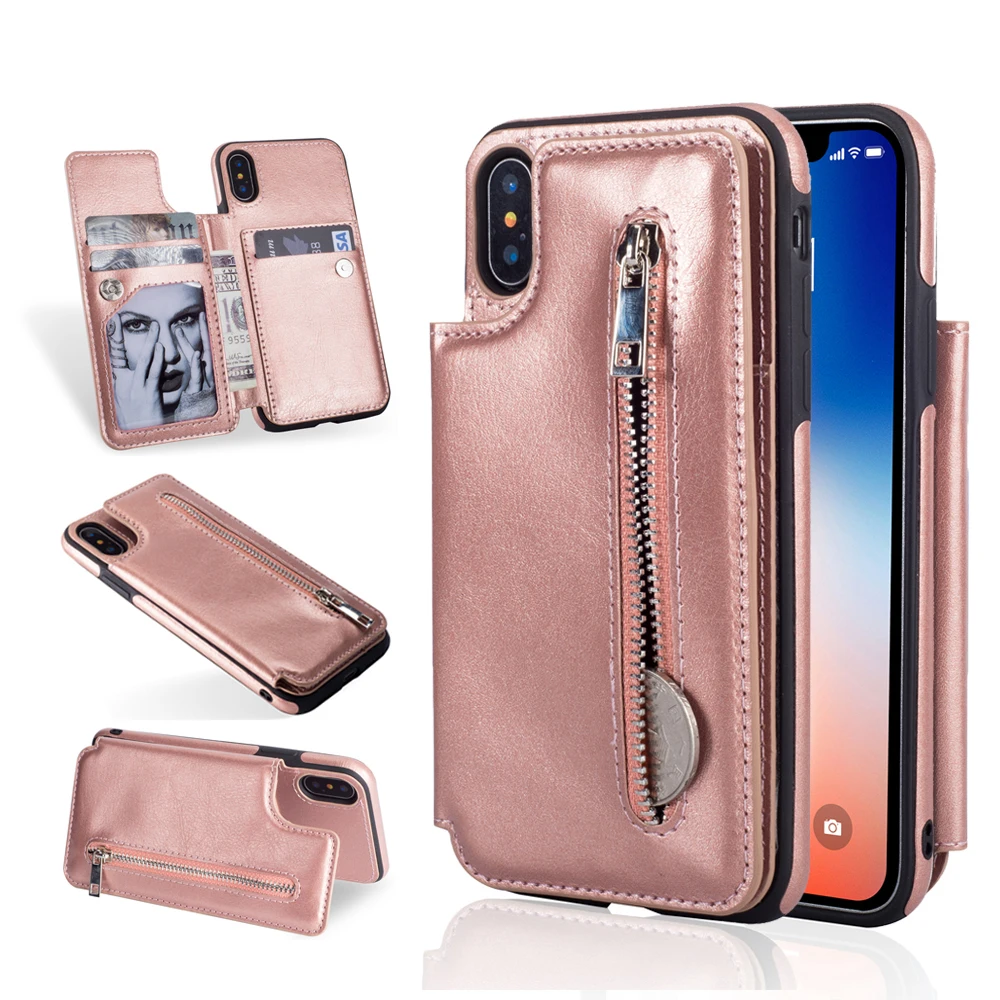 Модный чехол из искусственной кожи для iPhone X XR XS MAX 7 книжка с держателем карт