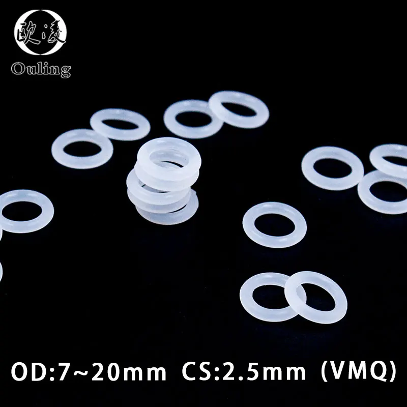 10 шт./лот Силиконовое кольцо Silicon/VMQ O Ring OD7/8/9/10/11/12/13/14/15/16/17/18/19/20*2 5 мм толщина