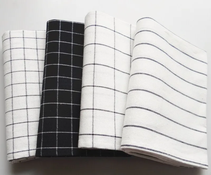 Многоразовые кухонные текстильные салфетки простой дизайн клетка и полоска для