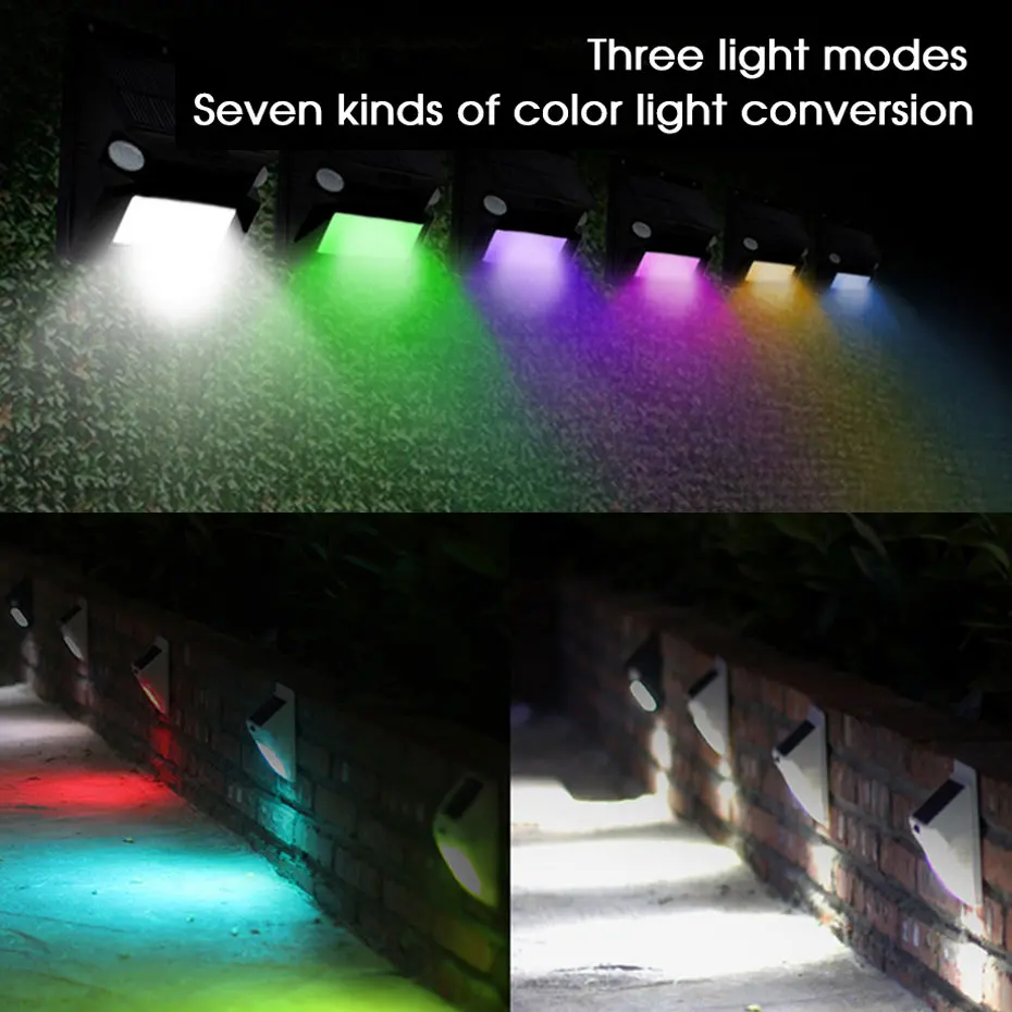 Открытый Солнечный свет 12 LED красочный перезаряжаемый датчик движения лампа