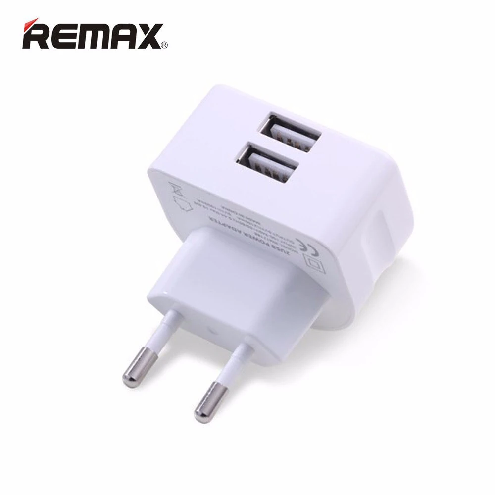 Remax портативное 2-портовое USB зарядное устройство для телефона EU/UK вилка