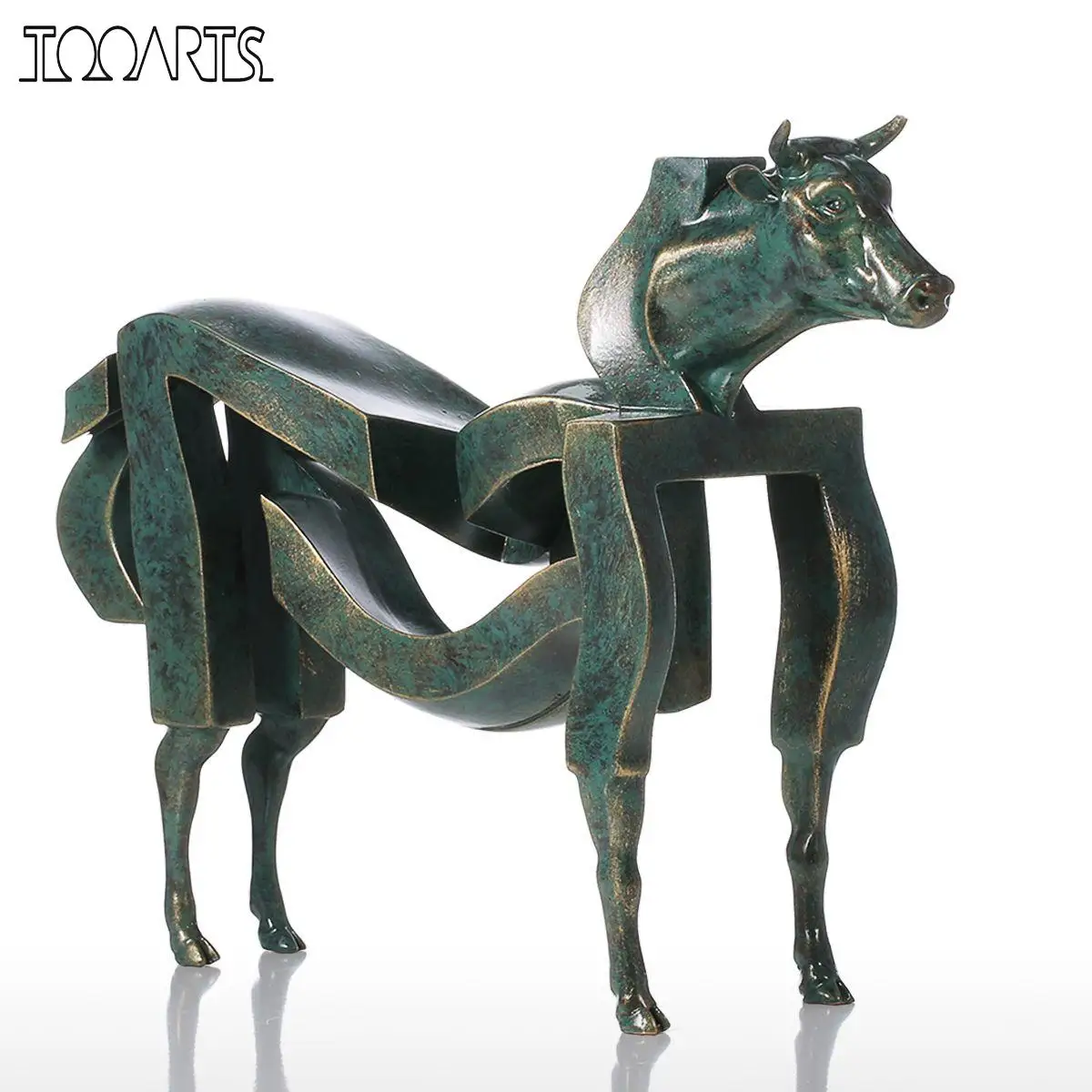 

Tooarts Modern Sculpture Abstractionism Cattle Resin Sculpture Home Ornament Modern Art Figurine