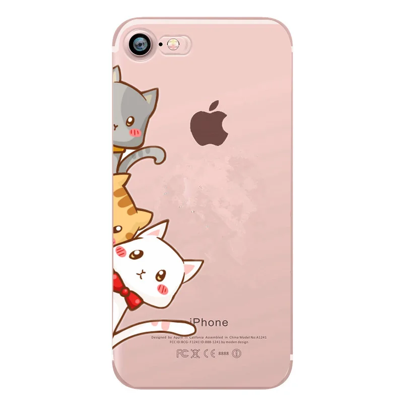 Silicone transparent Cat case For iphone 6s 7 6 8 se 5 5s fundas 7plus Plus luxury x accesorios Soft TPU Cover |