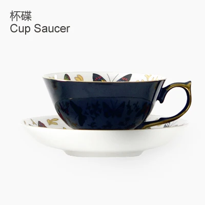 Black coffee cup Европейская классическая бабочка костяного фарфора кофейная чашка британский черный Набор чашек 24 K Золотая чашка блюдце - Цвет: Black coffee cup