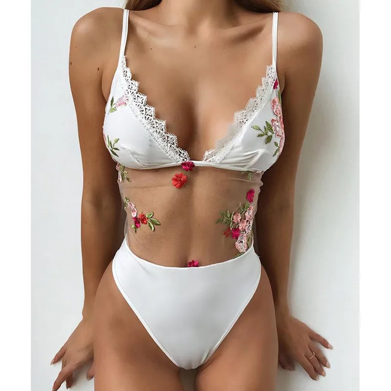 Для женщин кружево одна деталь купальный бассейн костюмы 2 шт. цветочный Вышивка