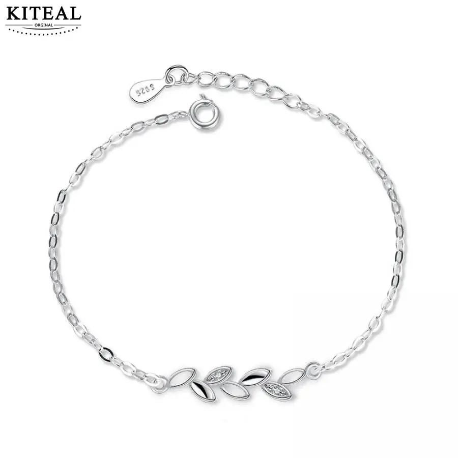 Kiteal новинка простая Мода 925 ювелирное изделие лист Серебряные Листья Chian браслет