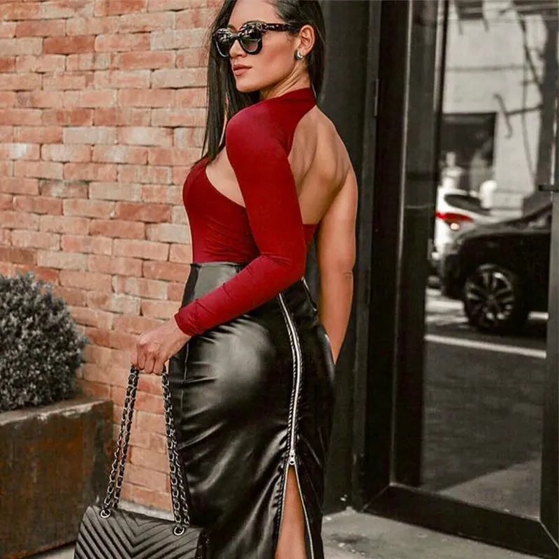 Женский хлопковый боди на одно плечо с длинным рукавом | Женская одежда