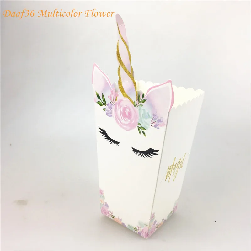 12 шт. Единорог попкорн Коробки DIY вечерние украшения тема Попкорн Сумки душа