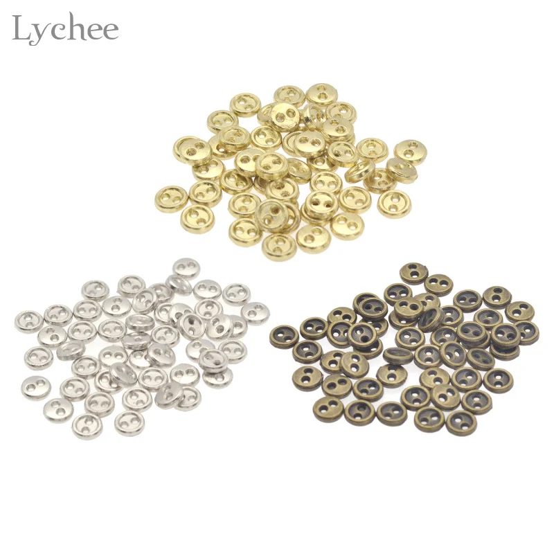 Lychee Life 50 шт. 5 мм Мини пуговица для куклы DIY Ручная работа швейная с 2 отверстиями