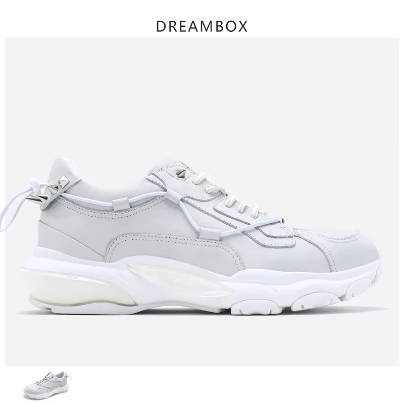 leather shoes men Small white with thick soles | Обувь