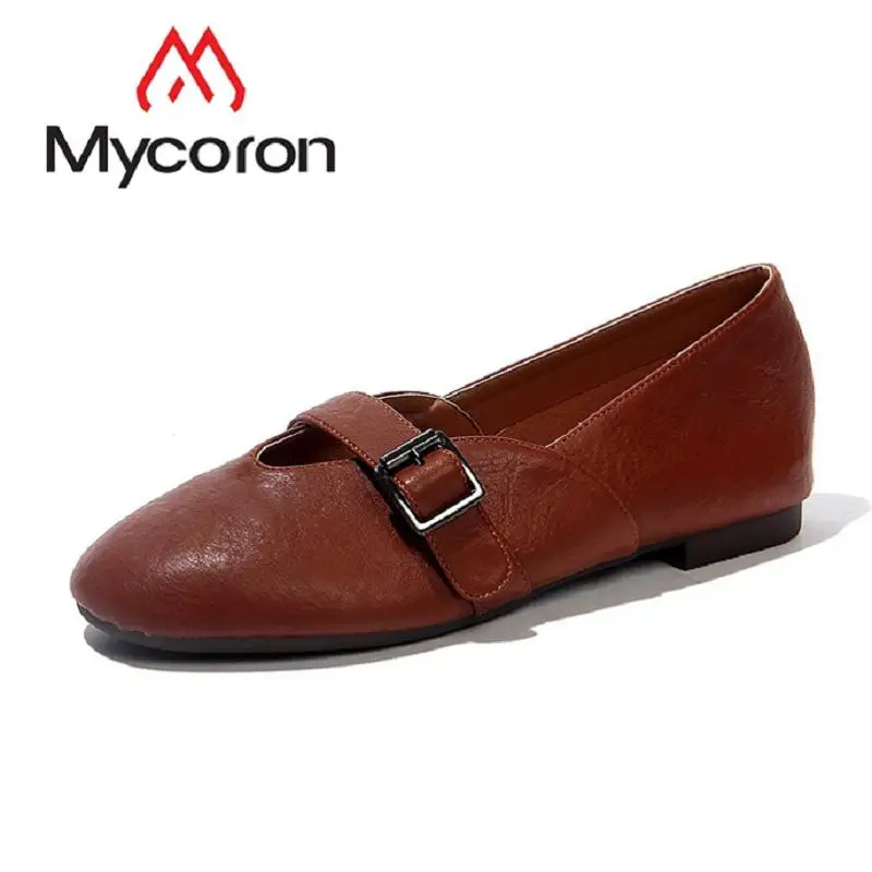 MYCORON 2018 New Arrivals Genuine Leather Luxury Square Toe Handmade Popular Casual Shoes Women Chaussure Femme | Обувь
