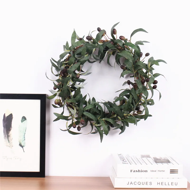 DIY30cm европейские искусственные растения лист оливковой ветви венок из ротанга