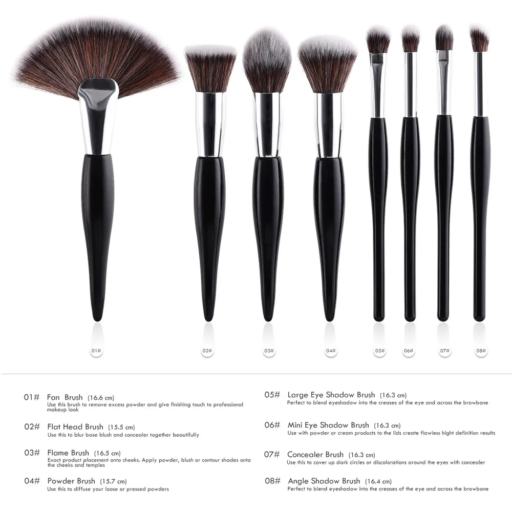 8 шт набор кистей для макияжа Основа Powder Brush тени век подводка губ кисти