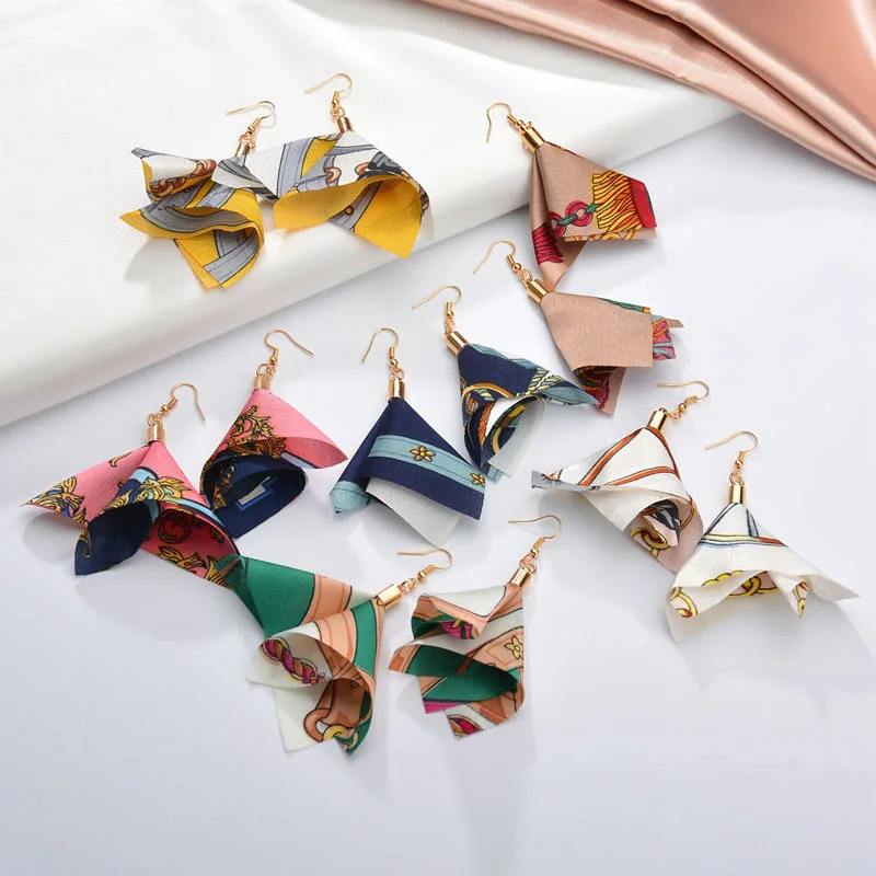 8 сезонов богемные шифоновые женские серьги-капли с принтом простые