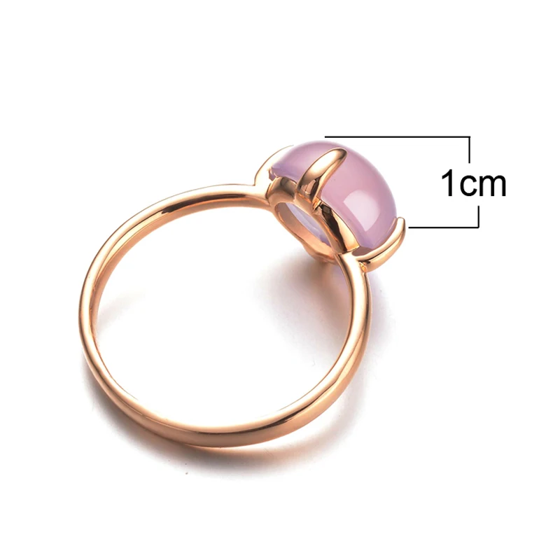 Trendy Rings Pink Opal Jewelry Wholesale Rose Gold Color Sweet Round Wedding Crystal Ring for Women Gifts Gift Dropshipping images - 6