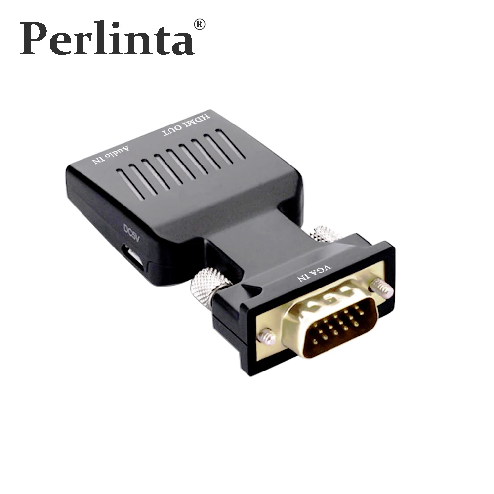 Perlinta Active VGA к HDMI конвертер адаптер с аудио 1080 P для портативных ПК HDTV