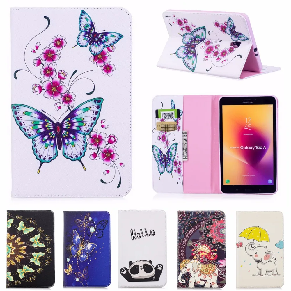 Модный чехол-книжка для Samsung Galaxy Tab A 8 0 2017 дюйма T380 T385 искусственная кожа держатель