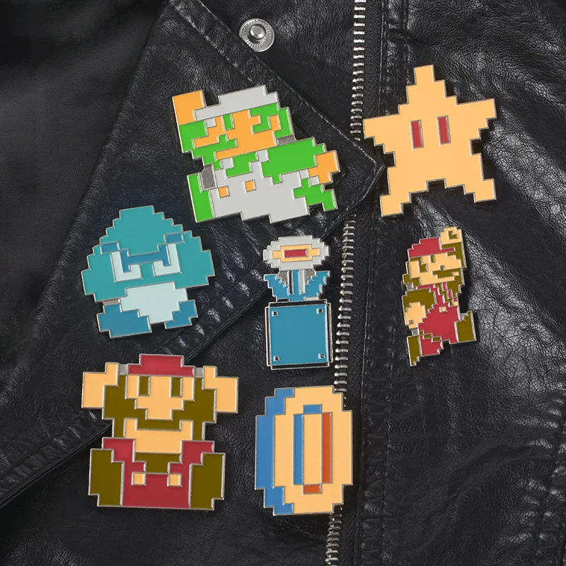 Эмалированные значки Super Mario на лацкан, классический пиксельный стиль, значки на кнопки, броши для мужчин и женщин, ювелирные аксессуары, подарок для сумки, Jeacket Hat