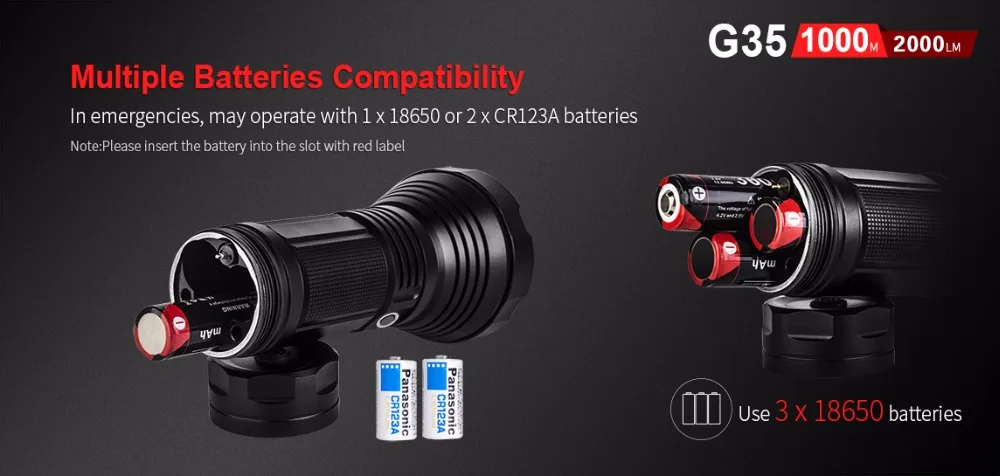 KLARUS G35 фонарь XHP35 HI D4 2000LM дальность луча 1000 м светодиодный фонарик+ 3 шт. Klarus 18650 2600 мАч батареи+ CH4S зарядное устройство