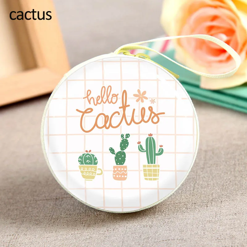 cactus Мини-застежка-молния, жесткая коробка для наушников, круглая сумка, Мультяшные животные, жесткая коробка, жестяная коробка для карт памяти, органайзер для монет - Цвет: cactus