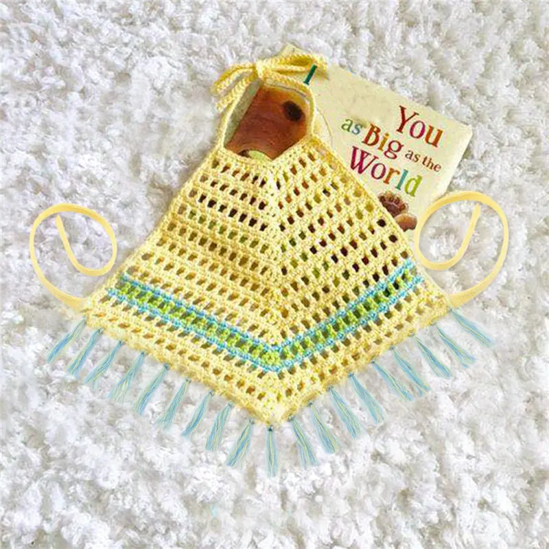 Для новорожденных для маленьких девочек Вязаный топ летняя одежда младенцев