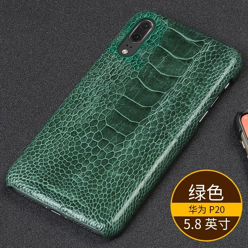 Зеленый Страусиный чехол для телефона из натуральной кожи для huawei p20 pro, высококлассный демпфирующий защитный чехол для huawei p30 pro mate 20 pro - Цвет: Зеленый