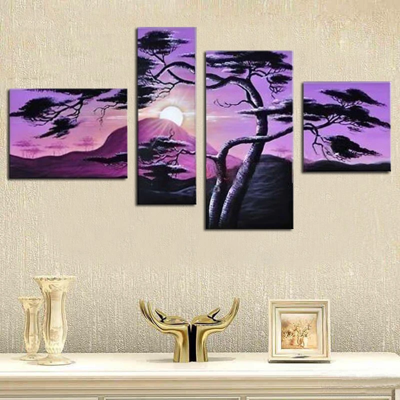 4 шт. Абстрактная Картина на холсте без рамы | Дом и сад