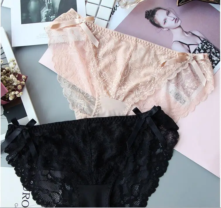 Трусики женские кружевные с бантом и жемчугом в японском стиле|pearl underwear|underwear