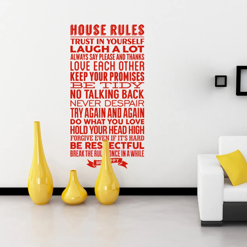 Настенные наклейки Правила Дома доверие в себе настенный художественный Декор
