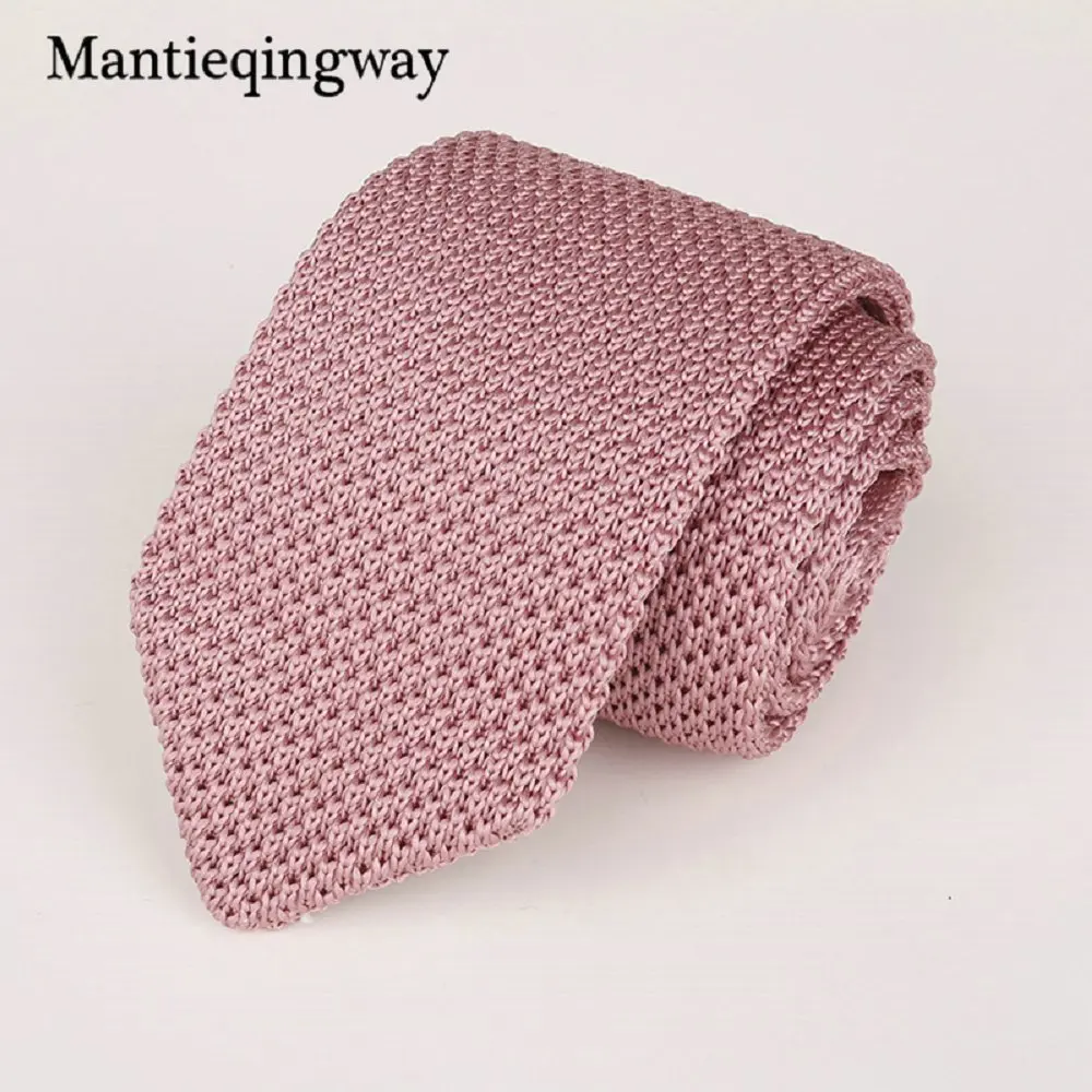 090 Mantieqingway 6 см Вязаные Галстуки для мужчин s деловой костюм галстук сплошной цвет обтягивающий мужской тканый галстук - Цвет: 090