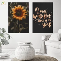 sunflower black gold art posters and prints wall art canvas painting wall pictures for living room nordic poster home decoration