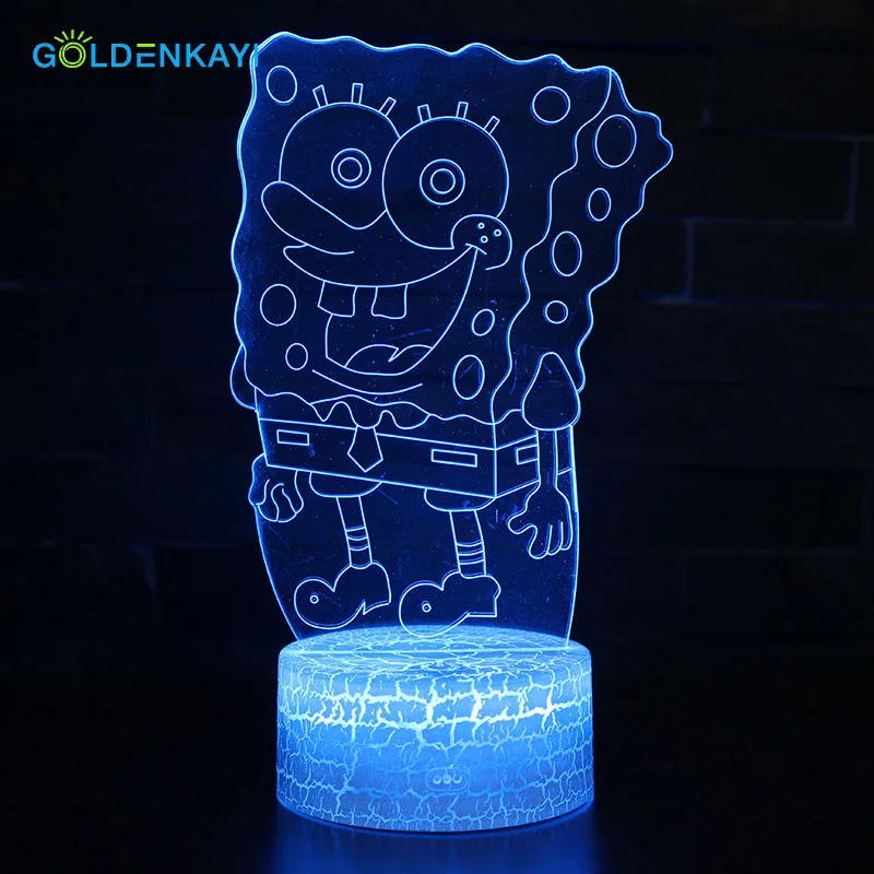 3D LED Spongebob USB ночные светильники атмосферная визуальная лампа сенсорная