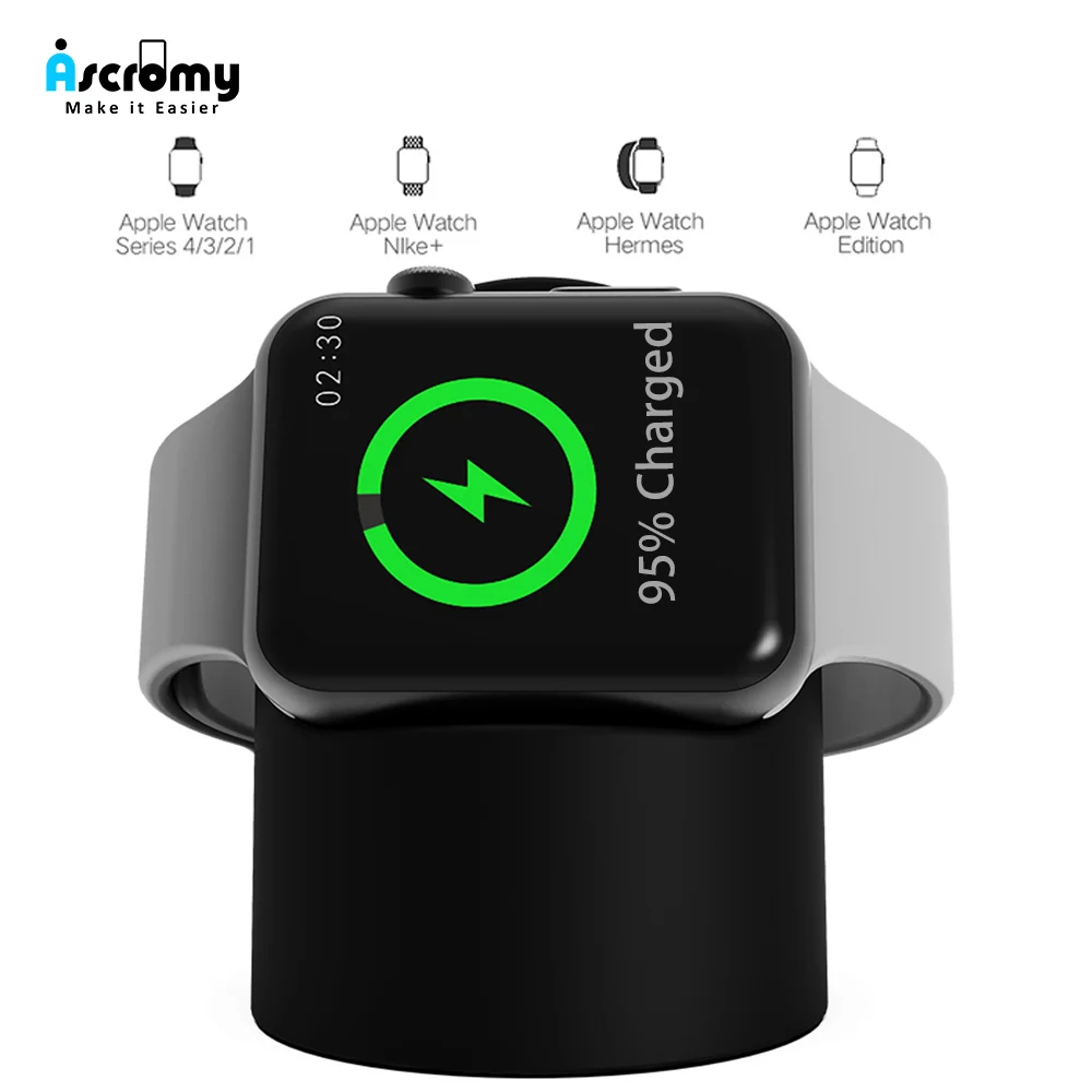 Ascromy QI быстрая Беспроводная зарядная подставка держатель для Apple Watch Series 4 3 2 1 38 мм 42 мм зарядная док-станция usb-кабель адаптер