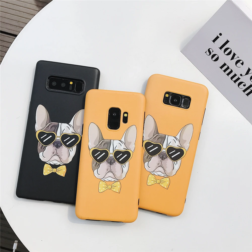 Прекрасный чехол для телефона Bulldog для Samsung Galaxy Note9 Note8 милые матовые чехлы S7 Edge S8 S9 Plus Fundas on.