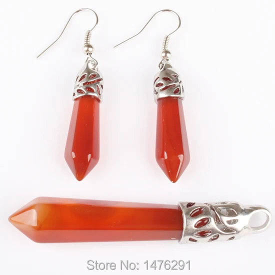 1 Набор сердолические бусины Шестигранная Призма подвеска и серьги|sets pendant|earring