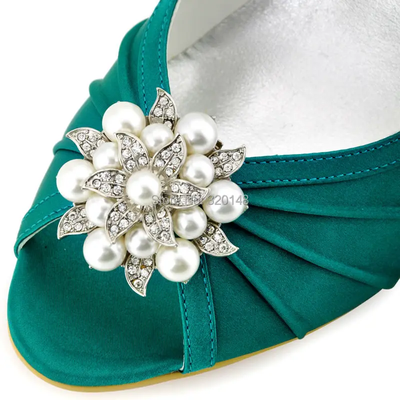 Женская свадебная обувь цвета морской волны открытый носок туфли на высоком