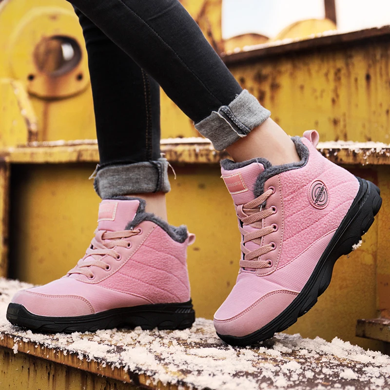 Weweya Outdoors Winter Sneakers Women Men Plush Cotton Running Shoes Non-slip Snow Sport Couple Trainers Camel Big Size 46 | Спорт и