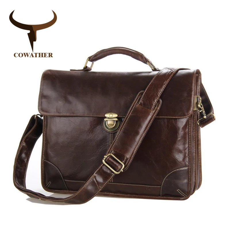 Мужская сумка из натуральной кожи с ручками сверху|genuine leather handbags|leather handbagsleather