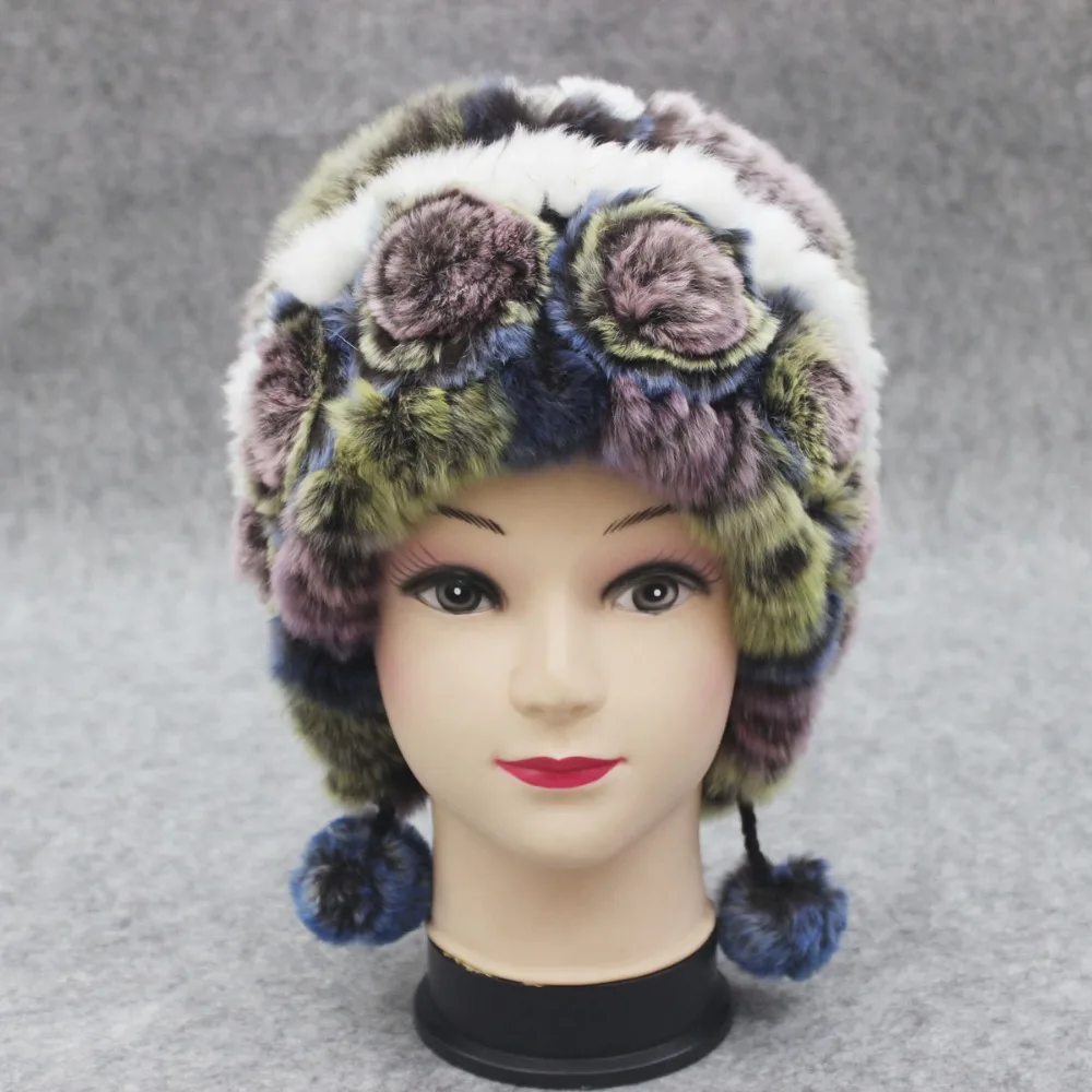Натуральный шапка из меха кролика рекс повседневные зимние с мехом шапки бини 2021